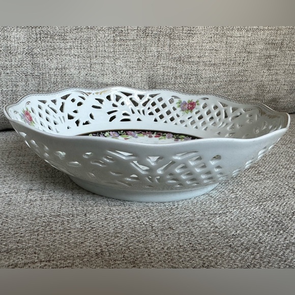 Oscar De La Renta West Germany Vintage Fine China lace floral serving bowl EUC - Picture 7 of 12